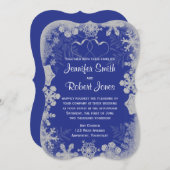 Blauw en Zilver Sneeuwvlok Bruiloft Uitnodiging (Voorkant / Achterkant)
