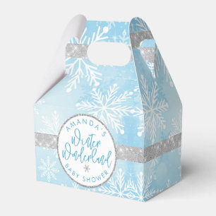 Blauw en Zilver Sneeuwvlok Favor Doos Bedankdoosjes
