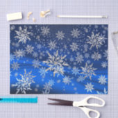 Blauw en Zilver Sneeuwvlokken Kerstmis Tissuepapier (Craft)