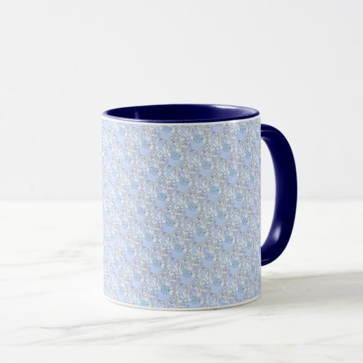  blauw en zilver Tiara Mok (Voorkant rechts)