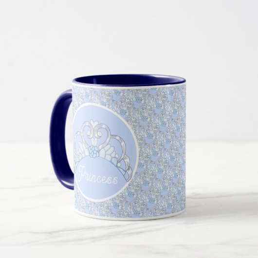 blauw en zilver Tiara Mok (Voorkant links)