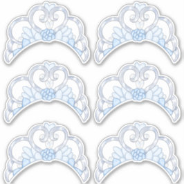 Blauw en Zilver Tiara Sticker Blad