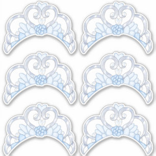Blauw en Zilver Tiara Sticker Blad