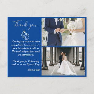 Blauw en Zilver Trouwring Dank u Briefkaart