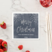 Blauw en Zilver Waterverf Kerstscript Servet (Insitu)