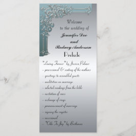 Blauw en Zilver Wedding Program Rack Kaart