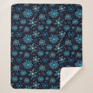 Blauw en zilver winter sneeuwvlokken sherpa deken