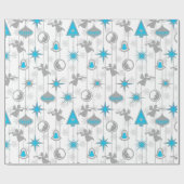 Blauw- en zilverkerstsierpapier cadeaupapier (Vlak)