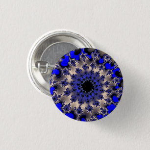Blauw- en zilveroog ronde button 3,2 cm