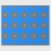 Blauw- en zilversneeuwschilfers met kerstvakantieb cadeaupapier (Vlak)