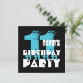 BLAUW EN ZWART 11e Verjaardagsfeest 11 Jaar Oud V0 Kaart (Staand voorkant)