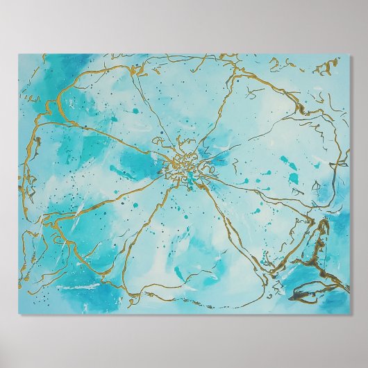 Blauw en zwart Abstract ventilator Folie Afdrukken (Voorkant)