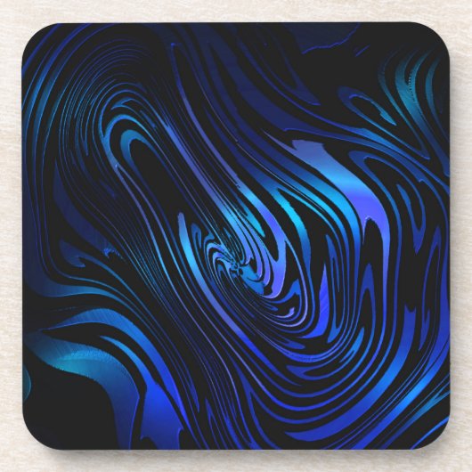 Blauw en zwart Abstracte Swirl Art Bier Onderzetter (Voorkant)
