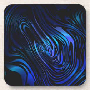 Blauw en zwart abstracte wervelende kunst bier onderzetter