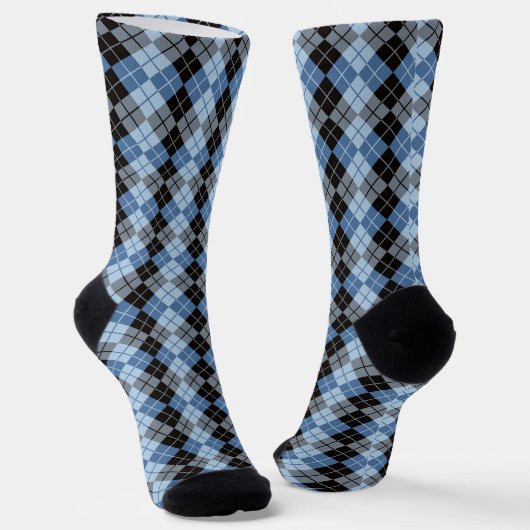 Blauw en zwart argyle  sokken (Gebogen)