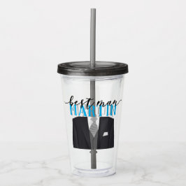 Blauw en zwart Bestman water en Drinken Acryl Drinkbeker