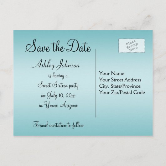 Blauw en zwart Bloemen Save the Date Briefkaart (Achterkant)
