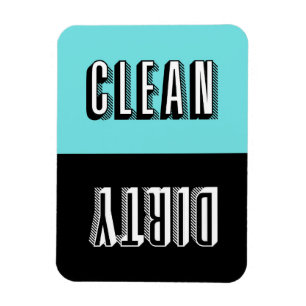 Blauw en zwart blok Retro Typografie Vaatwasser Magneet