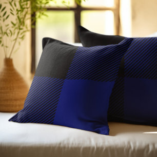 Blauw en zwart buffelplaid kussen