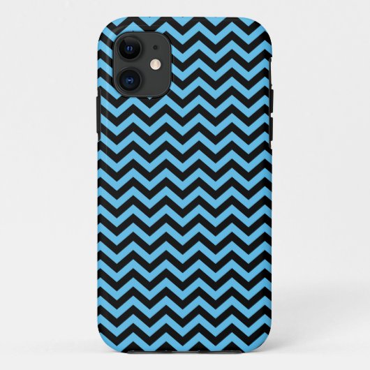 Blauw en zwart Chevron Pattern Case-Mate iPhone Case (Achterkant)