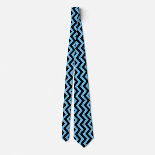 Blauw en zwart Chevron Pattern Stropdas (Achterkant)