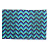 Blauw en zwart chevron zigzag patterned kussensloop (Achterkant)