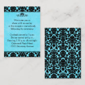 Blauw en zwart Damask op Linen Enclosure Kaart (Voorkant / Achterkant)