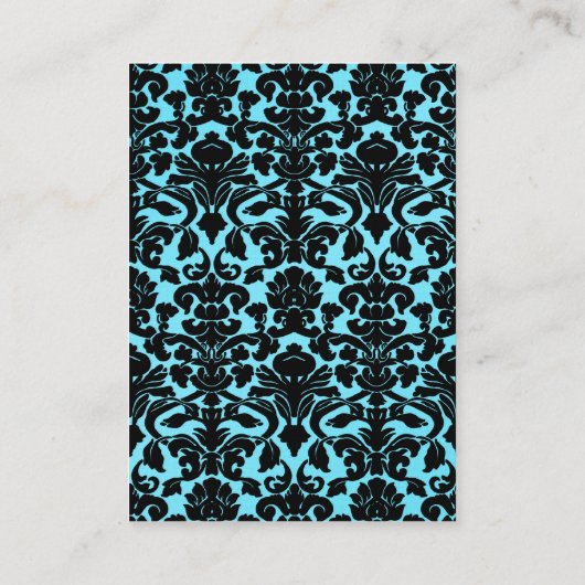 Blauw en zwart Damask op Linen Enclosure Kaart (Achterkant)