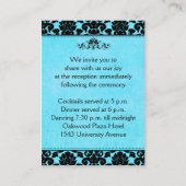 Blauw en zwart Damask op Linen Enclosure Kaart (Voorkant)