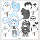 Blauw en Zwart decal sticker blad (Vel)