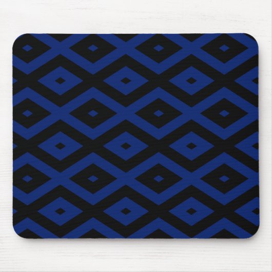 Blauw en zwart diamantpatroon muismat (Voorkant)