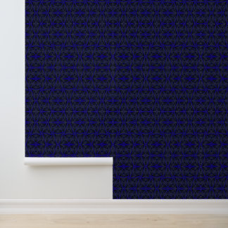 Blauw en zwart geometrisch patroon. behang
