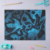 Blauw en zwart glitter golvend patroon tissuepapier (Craft)