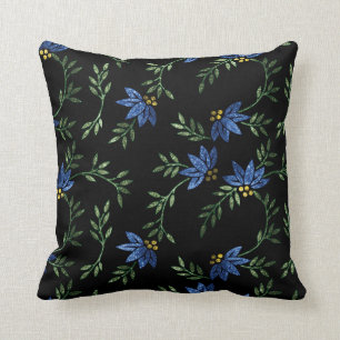 Blauw en zwart glitterpatroon kussen
