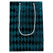 blauw en zwart Harlequin Patroon Medium Cadeauzakje (Achterkant)