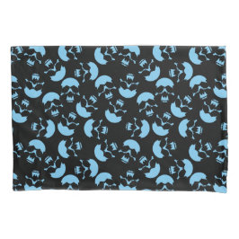 Blauw en Zwart Herhalend Motief | Schedelpatroon Kussensloop