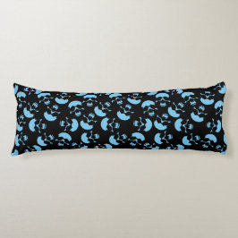 Blauw en Zwart Herhalend Motief | Schedelpatroon Lichaamskussen