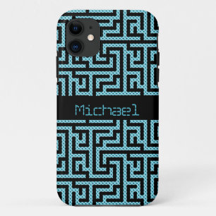 Blauw en zwart labyrint iPhone 11 hoesje