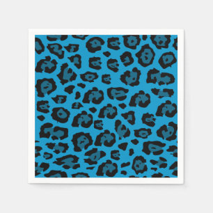 Blauw en zwart luipaardprint servet