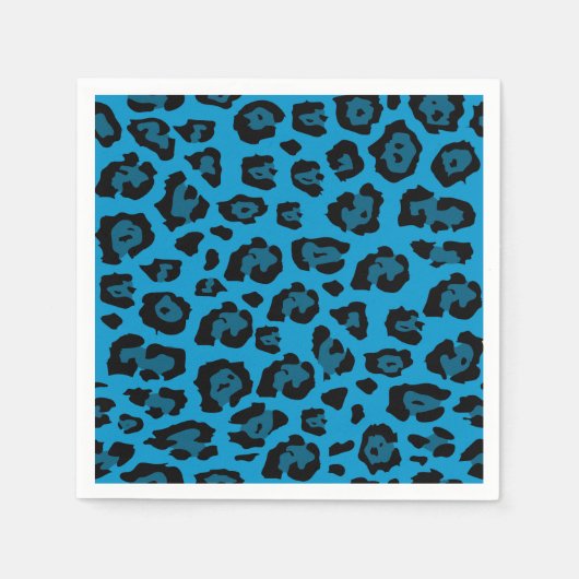 Blauw en zwart luipaardprint servet (Voorkant)
