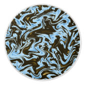 blauw en zwart marmer-effect, keramische knop (Voorkant)