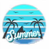 Blauw en zwart modern zomerontwerp sticker (Voorkant)