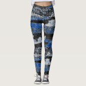 Blauw en zwart multiprint leggings (Voorkant)