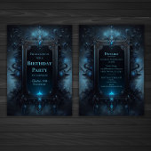 Blauw en Zwart Mystiek Witchy Gotische Verjaardag Kaart