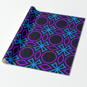 Blauw en zwart naadloos patroon met eenvoudige geo cadeaupapier