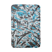Blauw en zwart Penseelsporen Abstract Badmat (Voorkant Verticaal)