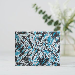 Blauw en zwart Penseelsporen Abstract Briefkaart