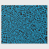 Blauw en zwart psychedelisch organisch huidpatroon cadeaupapier (Vlak)