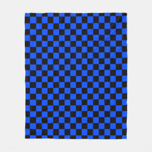 Blauw en zwart schaakbordpatroon fleece deken