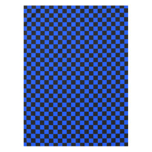 Blauw en zwart schaakbordpatroon tafelkleed